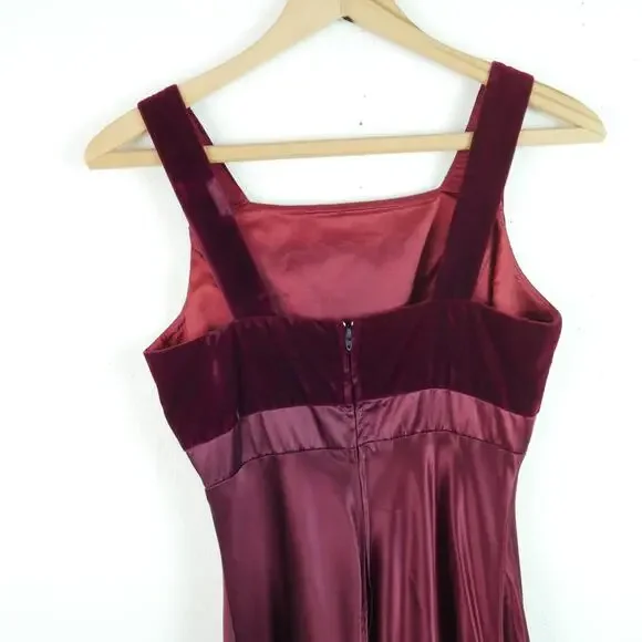 Vintage Morgan & Co Prom Dress 5 6 Burgundy Maxi Gown Velvet Regency Goth Y2K - Picture 6 of 11